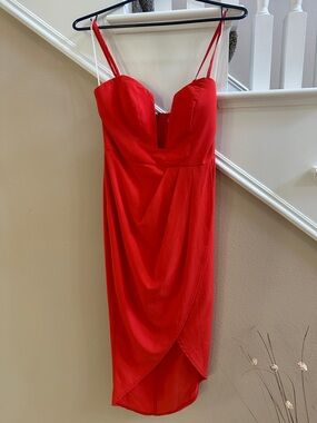 Red Strappy Sweetheart Midi Dress